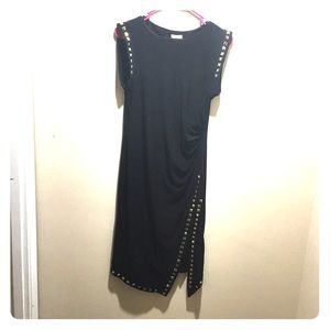 Black dress with gold beads outlying dress